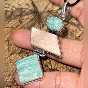 “The Peace Maker Stone” Amazonite & Scolecite Pendant 3”
